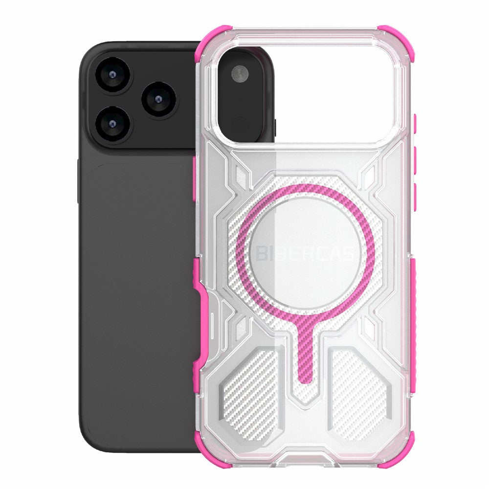 BIBERCAS J-16 Transparent Series For iPhone 17 Pro Max Case Compatible with MagSafe TPU + PC Phone Cover - Pink