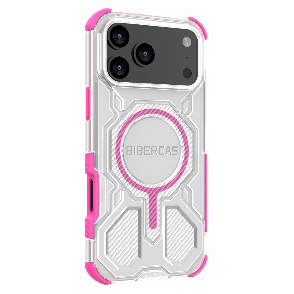 BIBERCAS J-16 Transparent Series For iPhone 17 Pro Max Case Compatible with MagSafe TPU + PC Phone Cover - Pink