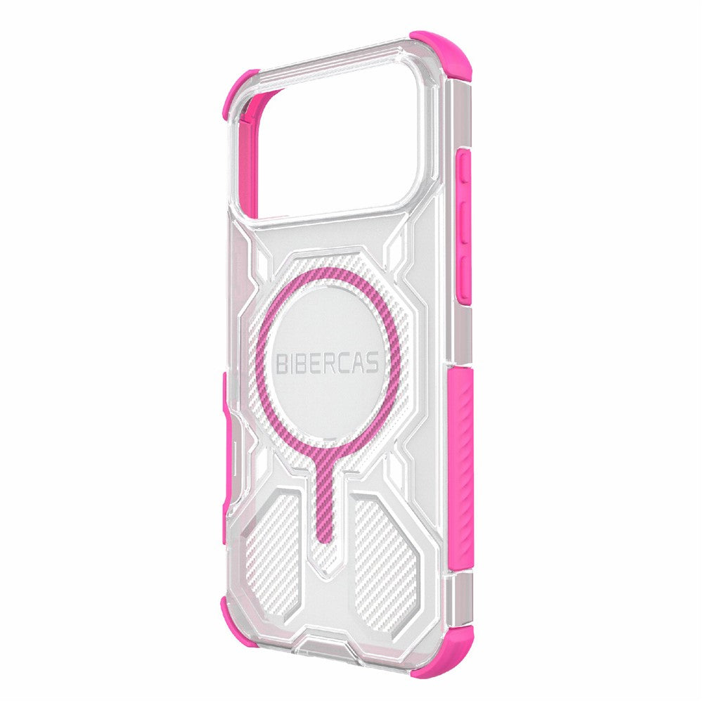 BIBERCAS J-16 Transparent Series For iPhone 17 Pro Max Case Compatible with MagSafe TPU + PC Phone Cover - Pink