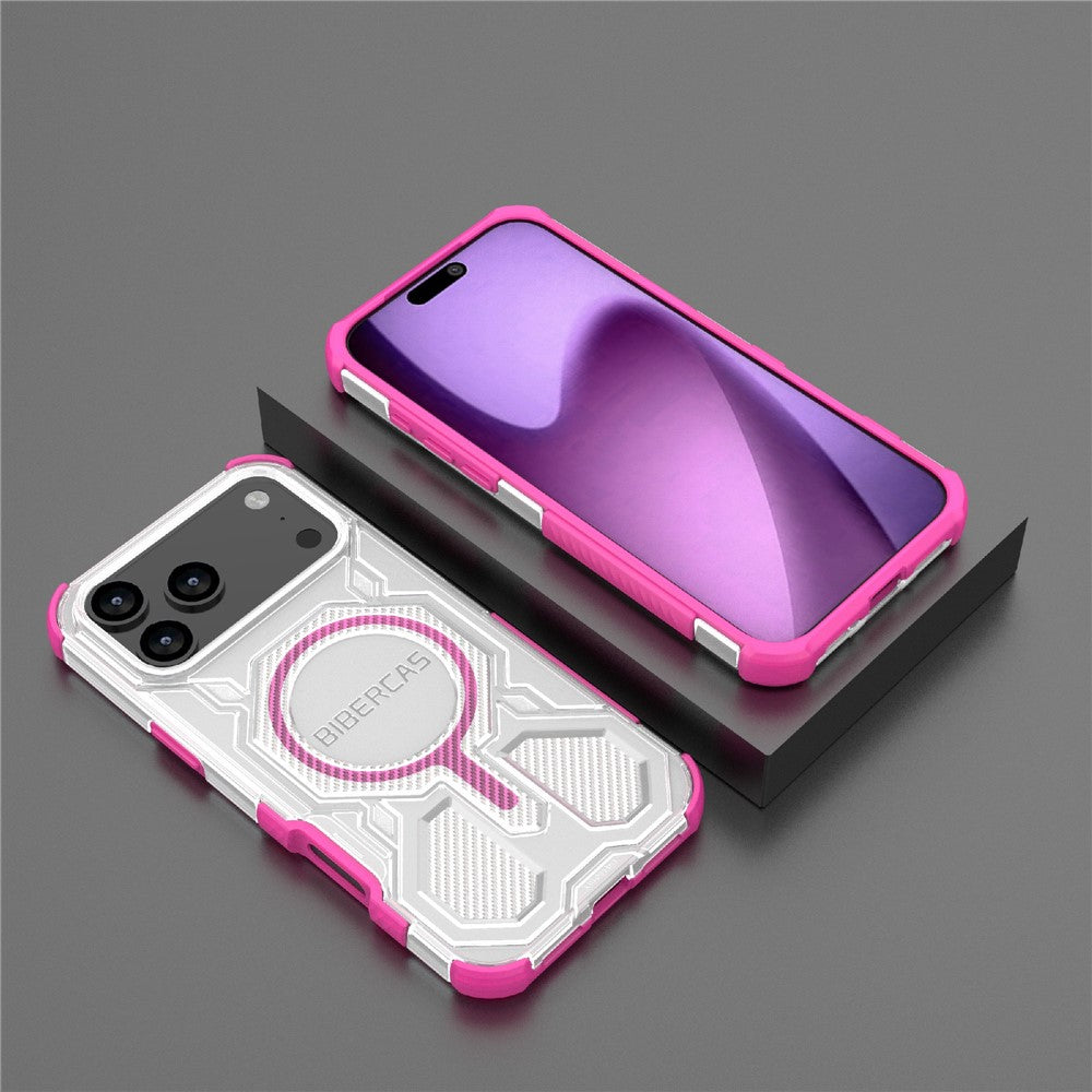 BIBERCAS J-16 Transparent Series For iPhone 17 Pro Max Case Compatible with MagSafe TPU + PC Phone Cover - Pink