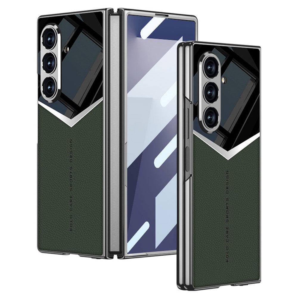 GKK For Samsung Galaxy Z Fold7 5G Cases Electroplating PU + PC + TPU Phone Cover - Midnight Green