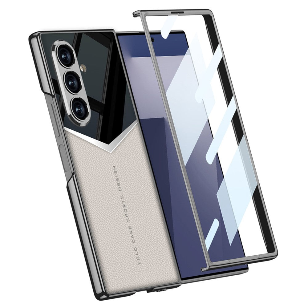GKK For Samsung Galaxy Z Fold7 5G Cases Electroplating PU + PC + TPU Phone Cover - Carbon Fiber Texture