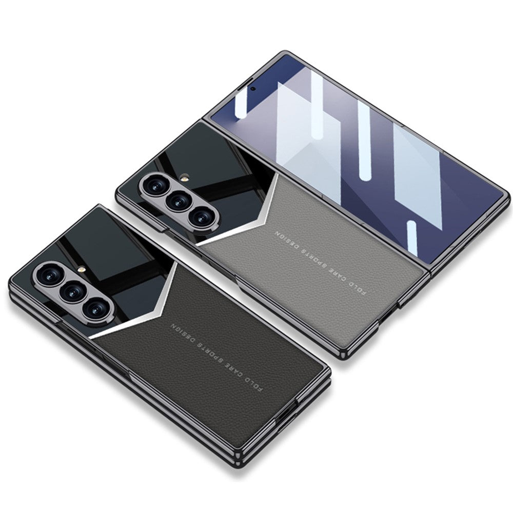 GKK For Samsung Galaxy Z Fold7 5G Cases Electroplating PU + PC + TPU Phone Cover - Carbon Fiber Texture