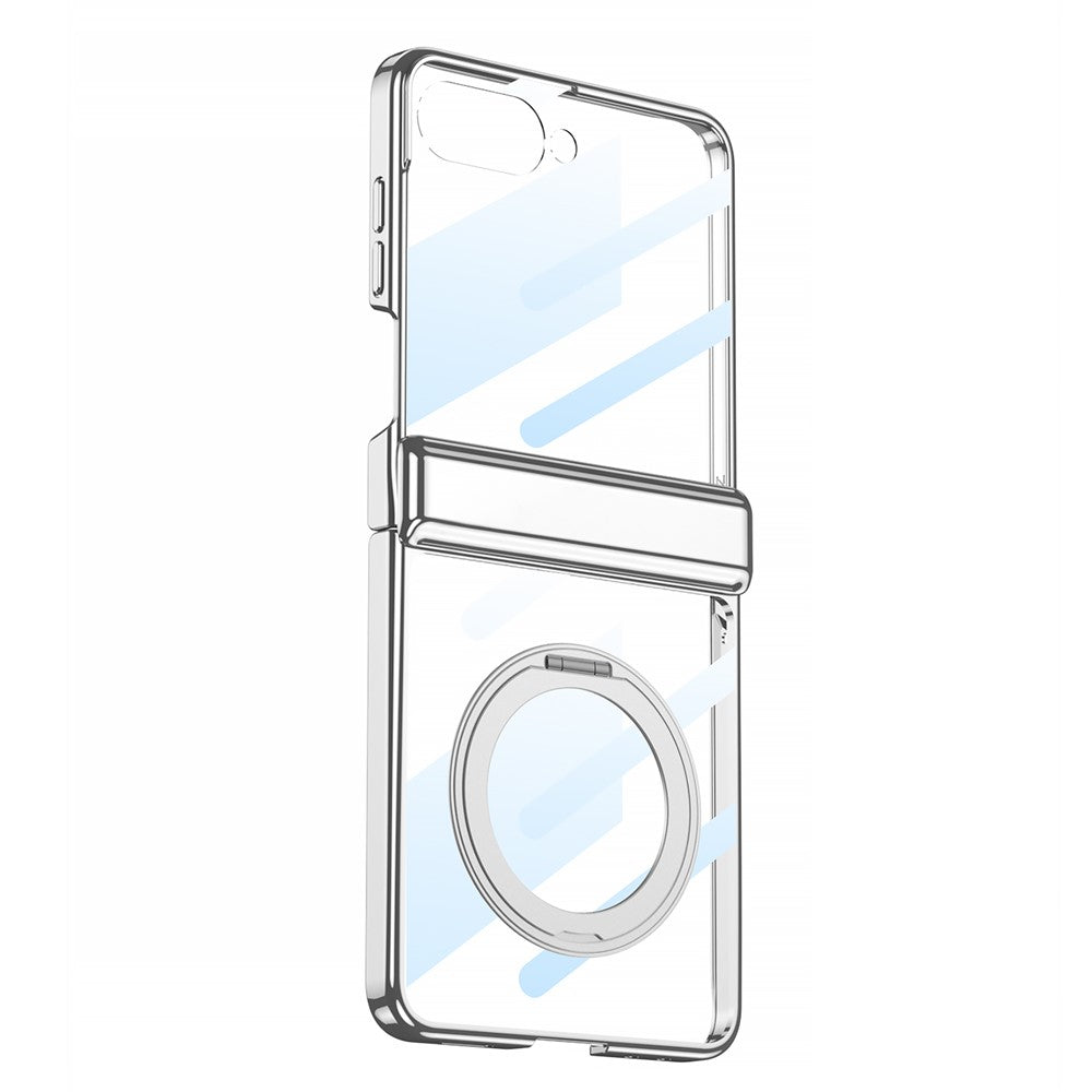 GKK For Samsung Galaxy Z Flip7 5G Case with Kickstand Magnetic Hinge Protection PC Tempered Glass Phone Cover - Black