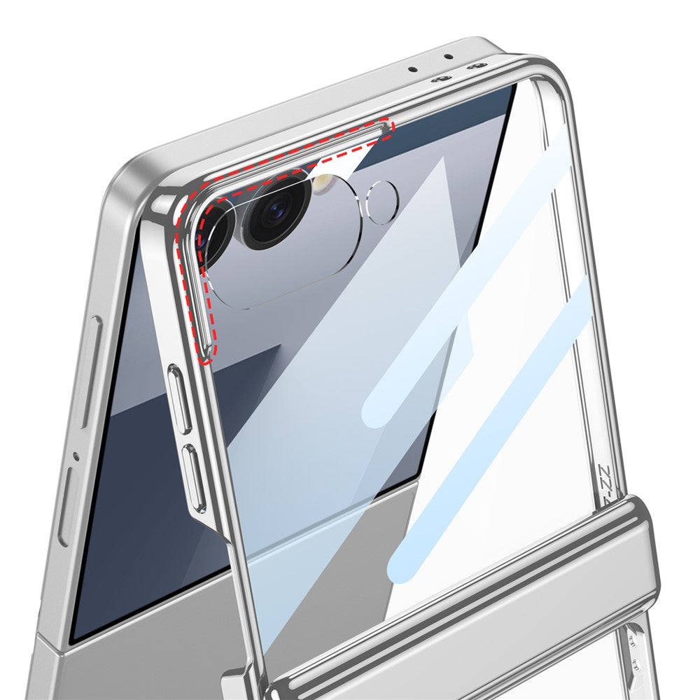 GKK For Samsung Galaxy Z Flip7 5G Case with Kickstand Magnetic Hinge Protection PC Tempered Glass Phone Cover - Black