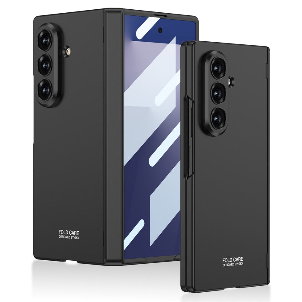 GKK For Samsung Galaxy Z Fold7 5G Case Magnetic Hinge Protection PC Tempered Glass Slim Phone Cover - Black