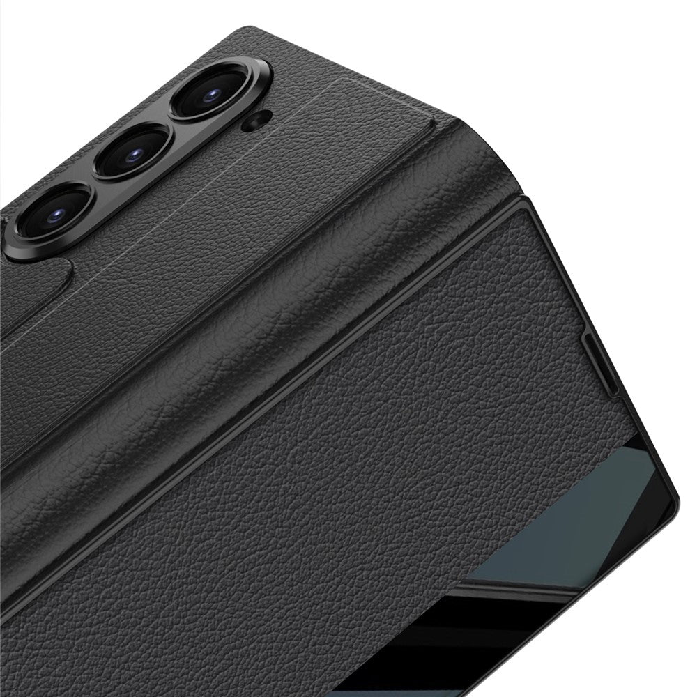 GKK For Samsung Galaxy Z Fold7 5G Stand Case PC + PU Leather Flip Phone Cover with Screen Film - Grey