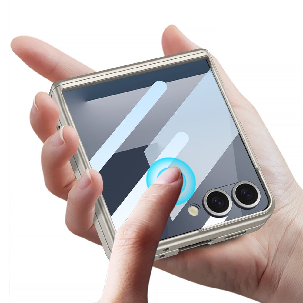 GKK For Samsung Galaxy Z Flip7 5G Case Kickstand Magnetic Hinge Protection PC Phone Cover with HD Rear Screen Protector - Black