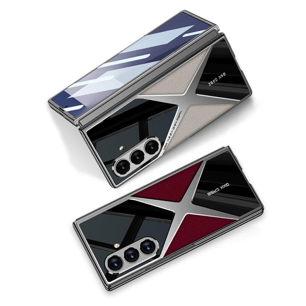 GKK For Samsung Galaxy Z Fold7 5G Case PU Leather + PC Phone Cover with Front Screen Protector - Grey