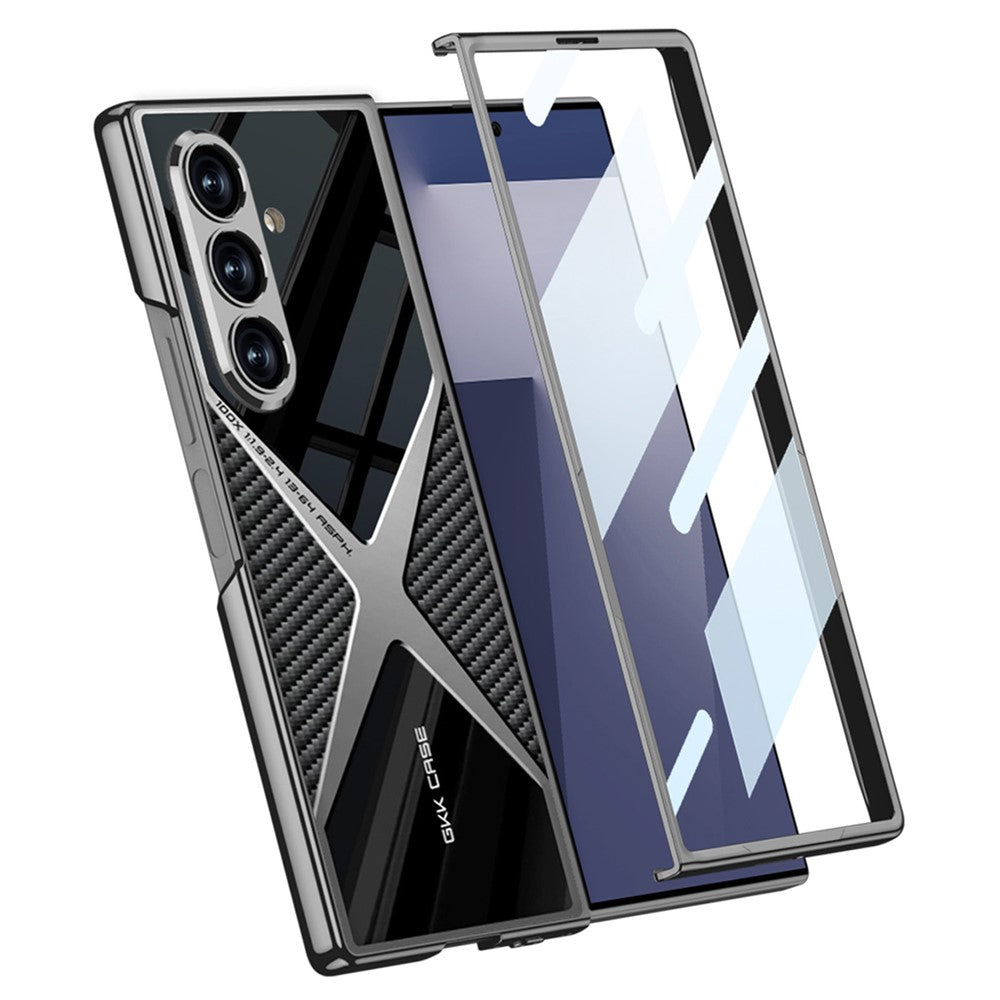 GKK For Samsung Galaxy Z Fold7 5G Case PU Leather + PC Phone Cover with Front Screen Protector - Titanium Grey