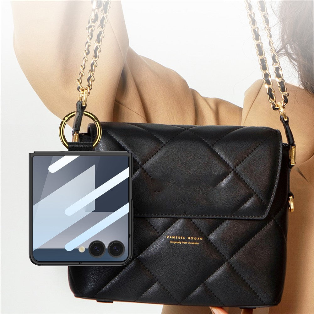 GKK For Samsung Galaxy Z Flip7 5G Magnetic Case PC + Tempered Glass Slim Phone Cover with Kickstand - Purple