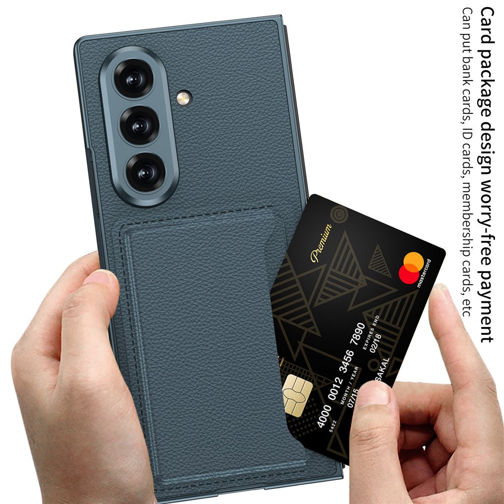 GKK For Samsung Galaxy Z Fold7 5G Phone Case Card Holder Kickstand PU Leather Back Cover with Screen Film - Grey