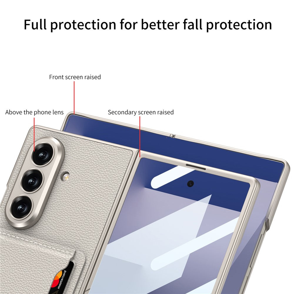 GKK For Samsung Galaxy Z Fold7 5G Phone Case Card Holder Kickstand PU Leather Back Cover with Screen Film - Green