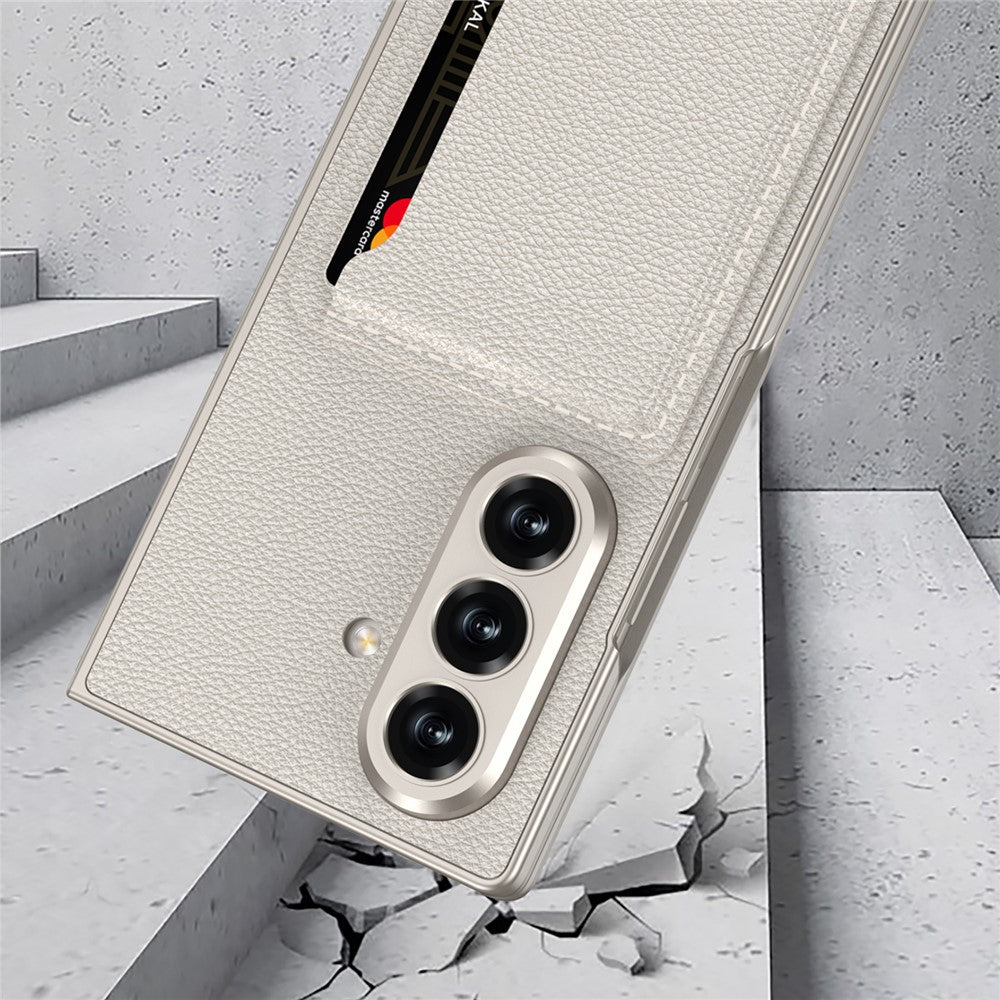 GKK For Samsung Galaxy Z Fold7 5G Phone Case Card Holder Kickstand PU Leather Back Cover with Screen Film - Carbon Fiber Texture