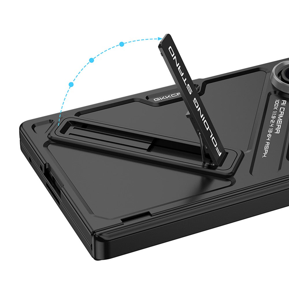 GKK For Samsung Galaxy Z Fold7 5G Kickstand Case Hinge Protection PC + Tempered Glass Phone Cover - Grey