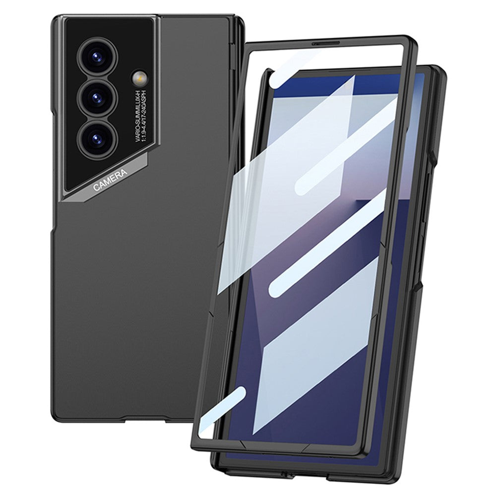 GKK For Samsung Galaxy Z Fold7 5G Case Hinge Protection PC + Tempered Glass Shockproof Phone Cover - Grey