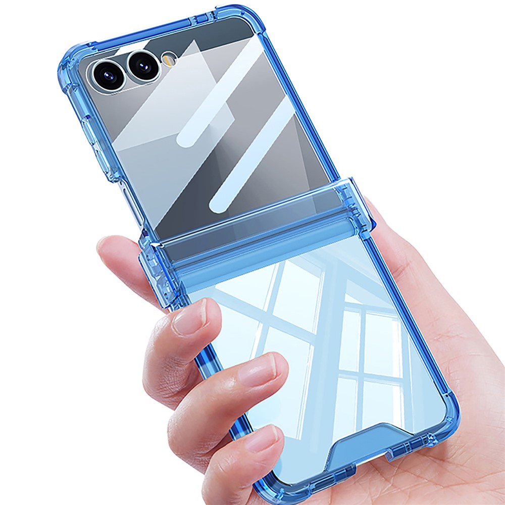GKK For Samsung Galaxy Z Flip7 5G Case with Back Film Airbag Hinge Protection Shockproof TPU Phone Cover - Transparent