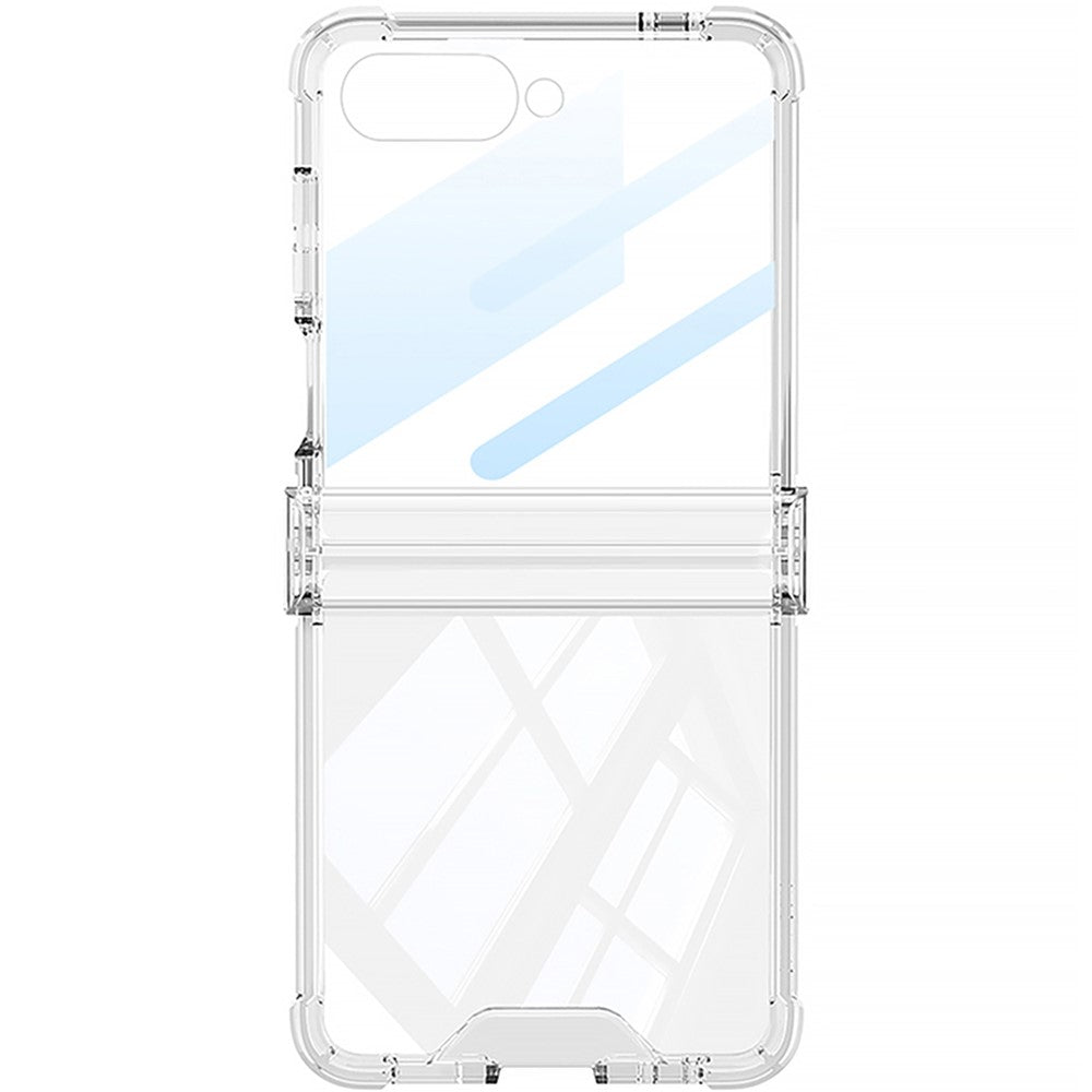 GKK For Samsung Galaxy Z Flip7 5G Case with Back Film Airbag Hinge Protection Shockproof TPU Phone Cover - Transparent Black