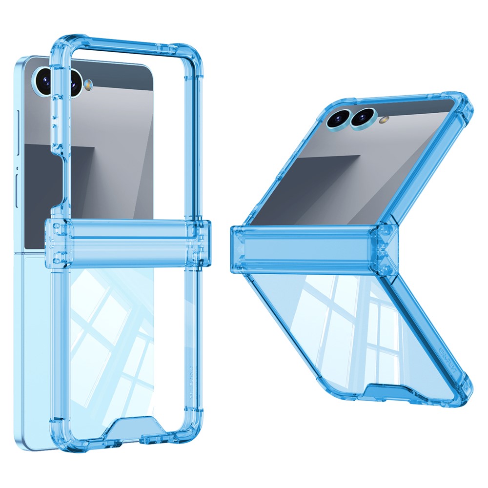 GKK For Samsung Galaxy Z Flip7 5G Case Airbag Hinge Protection Shockproof TPU Phone Cover - Transparent Blue