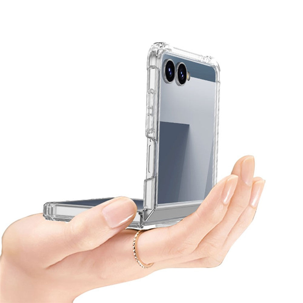 GKK For Samsung Galaxy Z Flip7 5G Case Airbag Cushion TPU + Acrylic Phone Cover Wireless Charging Compatible - Transparent Green