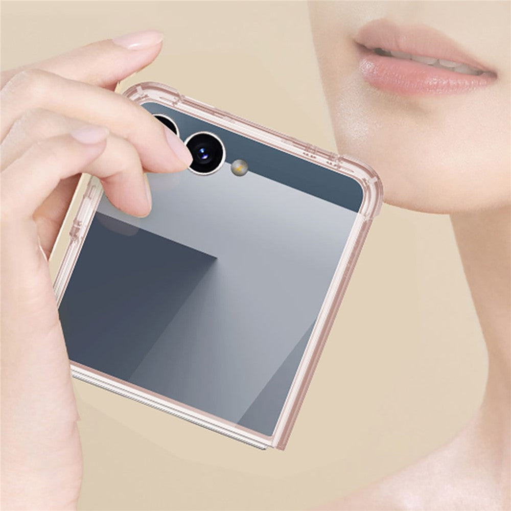 GKK For Samsung Galaxy Z Flip7 5G Case Airbag Cushion TPU + Acrylic Phone Cover Wireless Charging Compatible - Transparent Black