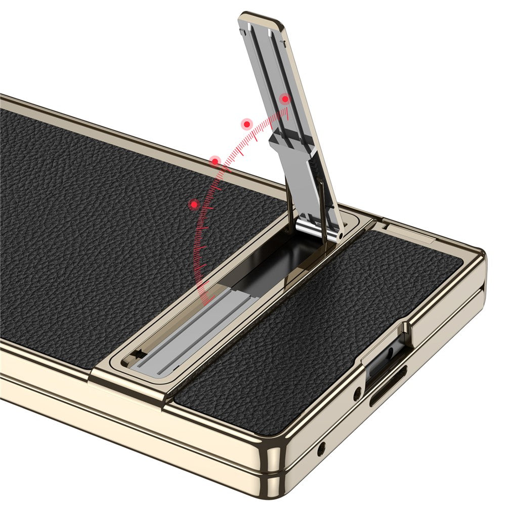 GKK For Samsung Galaxy Z Fold7 5G Kickstand Case Magnetic Hinge Protection PU + PC + Tempered Glass Phone Cover - Midnight Green