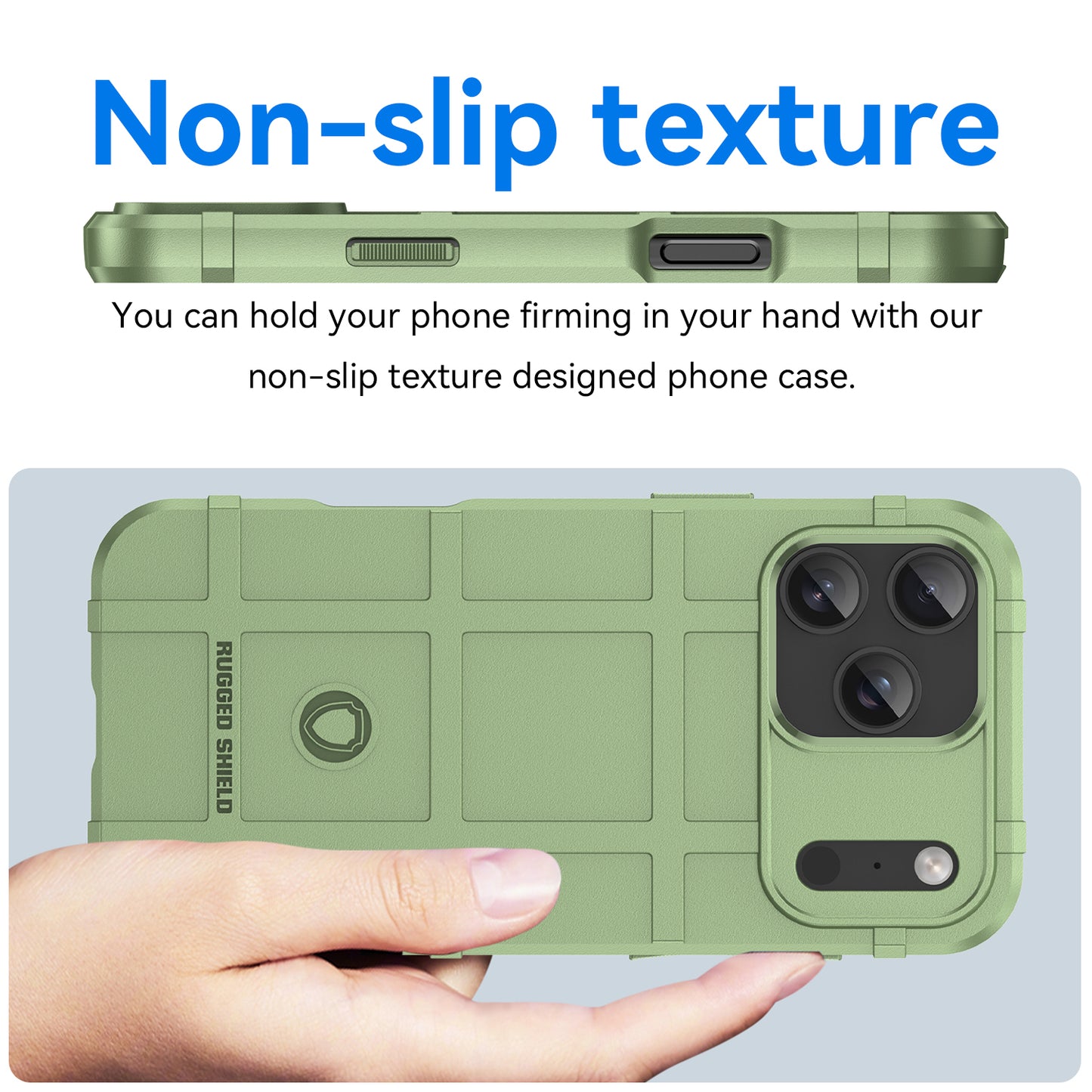 For iPhone 17 Pro Max Case with Screen Film WANLONFENG HD Series Grid Design Anti-Slip TPU Phone Cover - Green