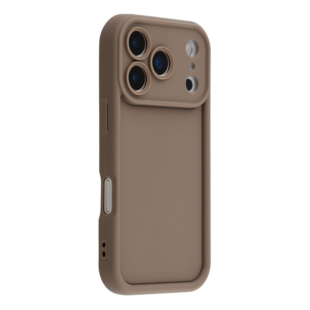For iPhone 17 Pro Max Case Grooved Design TPU Anti Slip Phone Cover - Brown