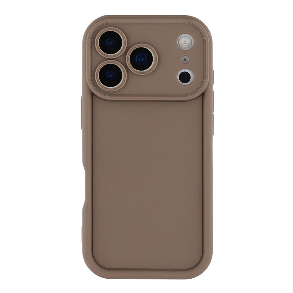 For iPhone 17 Pro Max Case Grooved Design TPU Anti Slip Phone Cover - Brown