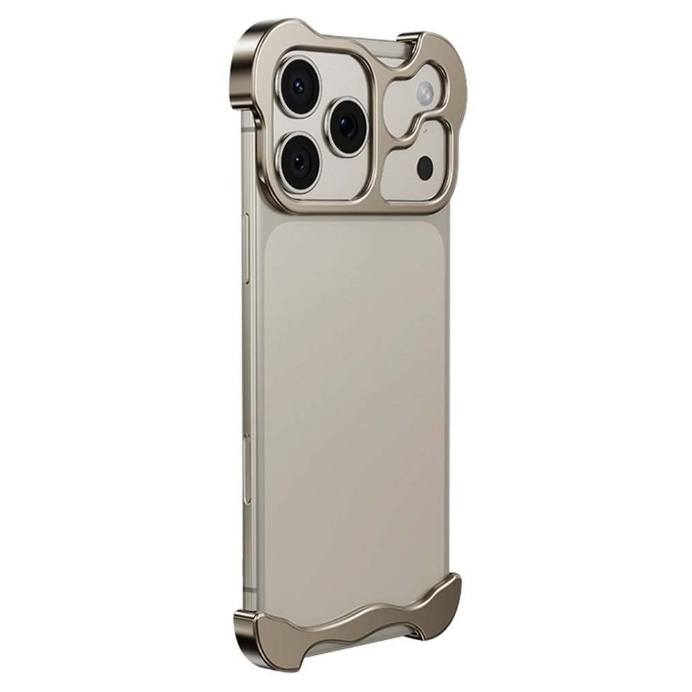 For iPhone 17 Pro Max Bumper Case Metal Frameless Shockproof Cover with Camera Lens Protector - Titanium