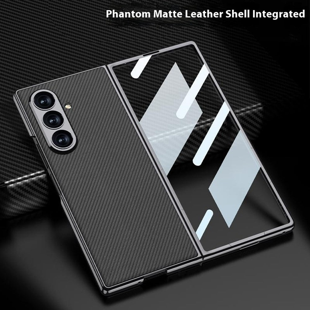 GKK For Samsung Galaxy Z Fold7 5G Case Electroplating PC + PU Leather Phone Cover with Screen Film - Titanium Grey