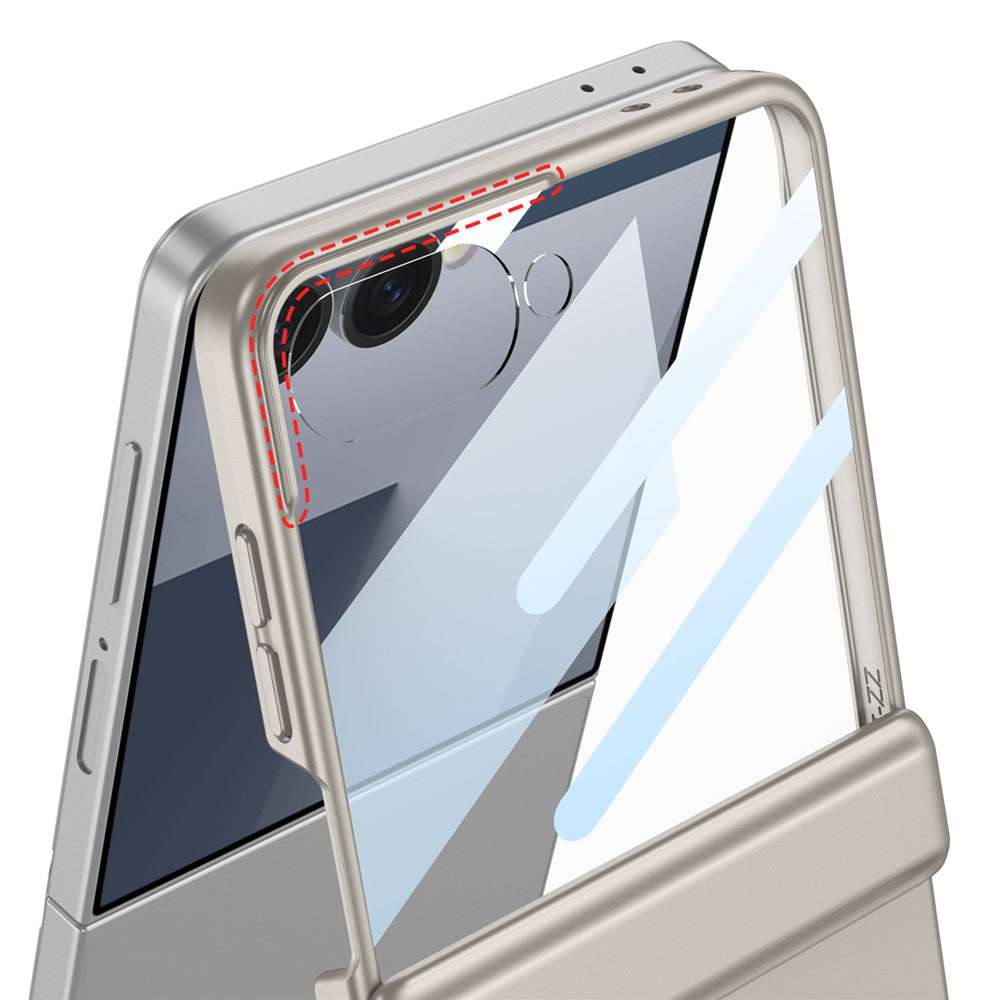 GKK For Samsung Galaxy Z Flip7 5G Kickstand Case Magnetic Hinge Protection PC + Tempered Glass Phone Cover - Green