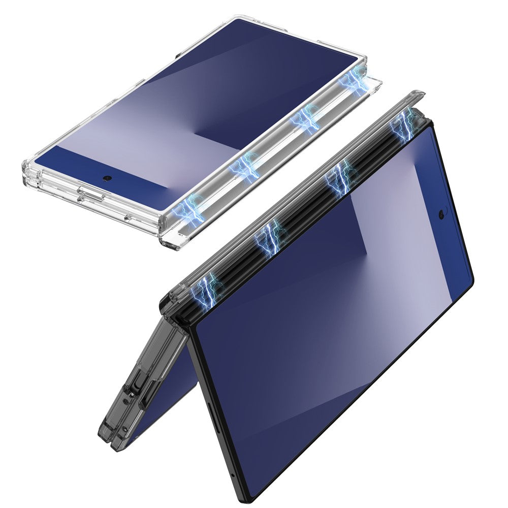 GKK For Samsung Galaxy Z Fold7 5G Magnetic Case with Kickstand Airbag Drop Proof TPU Phone Cover - Transparent