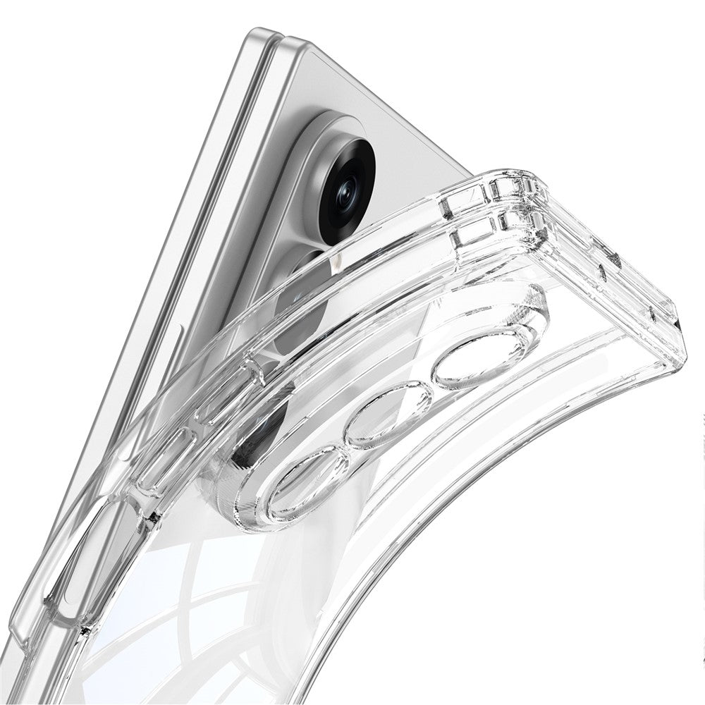 GKK For Samsung Galaxy Z Fold7 5G Magnetic Case with Kickstand Airbag Drop Proof TPU Phone Cover - Transparent Black