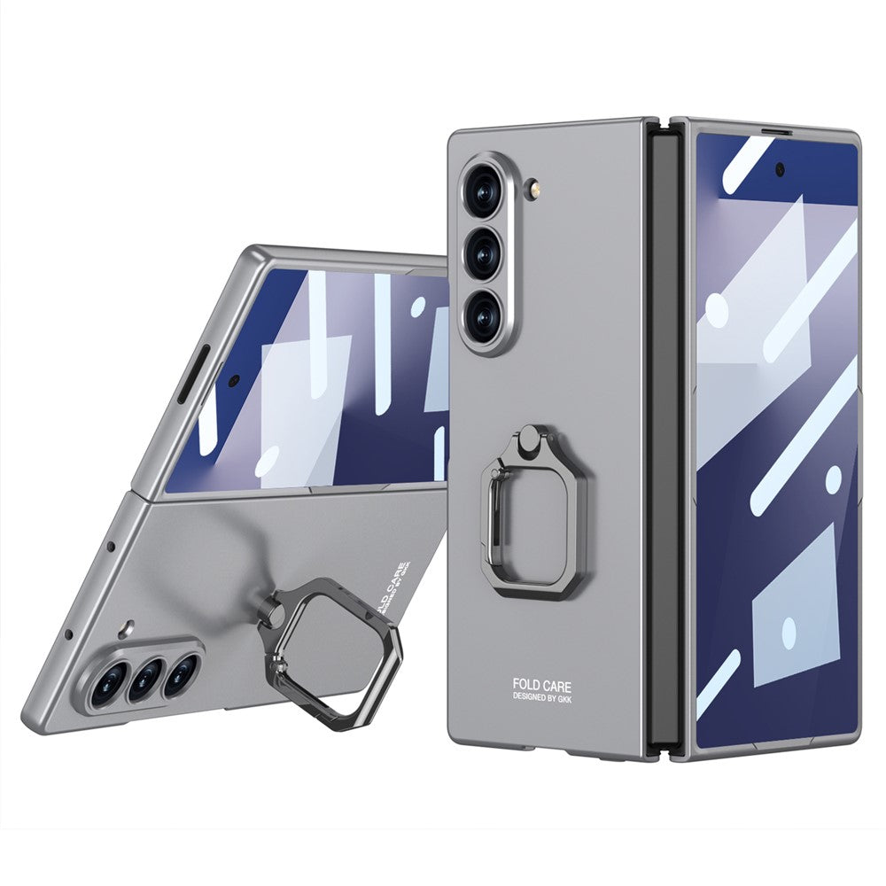 GKK For Samsung Galaxy Z Fold7 5G Case Kickstand Slim PC Phone Cover with Screen Protector - Grey