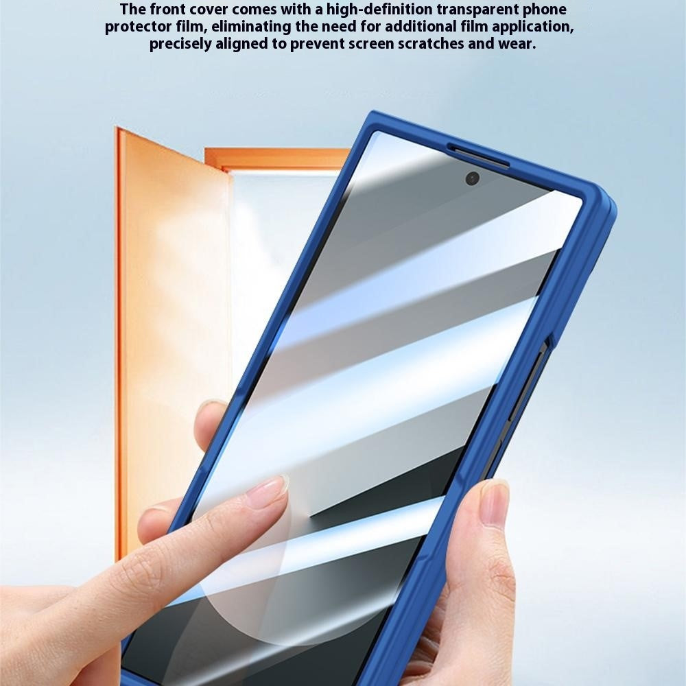 For Samsung Galaxy Z Fold7 5G Case Skin Feel Phone Cover with Tempered Glass Film / Pen Slot - Orange