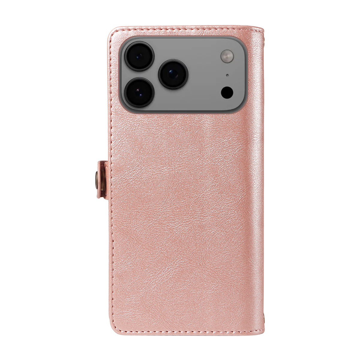 For iPhone 17 Pro Max Case YIKATU YK-008 Zipper Wallet Leather Phone Cover with Shoulder Strap - Rose Gold