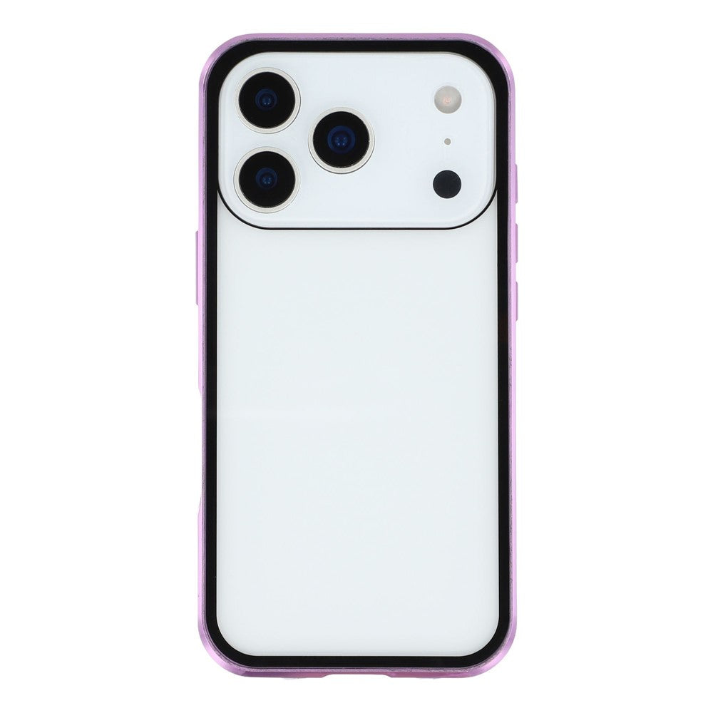 For iPhone 17 Pro Max Case with Anti-Spy Screen Protector Tempered Glass Metal Phone Cover Magnetic Clasp - Purple