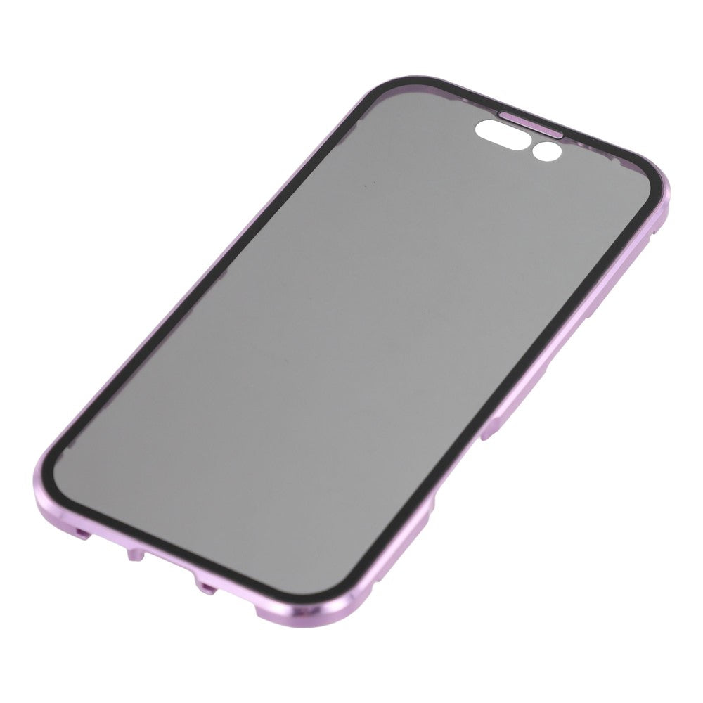 For iPhone 17 Pro Max Case with Anti-Spy Screen Protector Tempered Glass Metal Phone Cover Magnetic Clasp - Purple