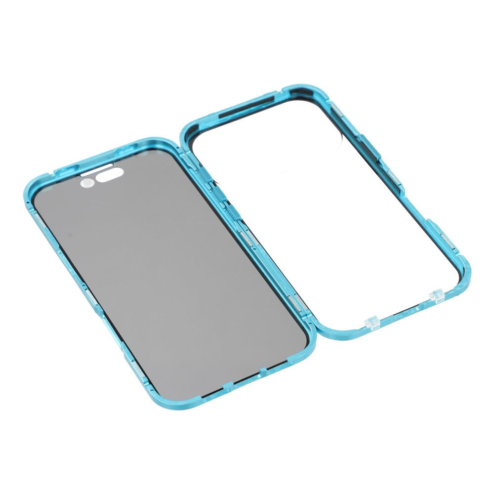 For iPhone 17 Pro Max Case with Anti-Spy Screen Protector Tempered Glass Metal Phone Cover Magnetic Clasp - Blue