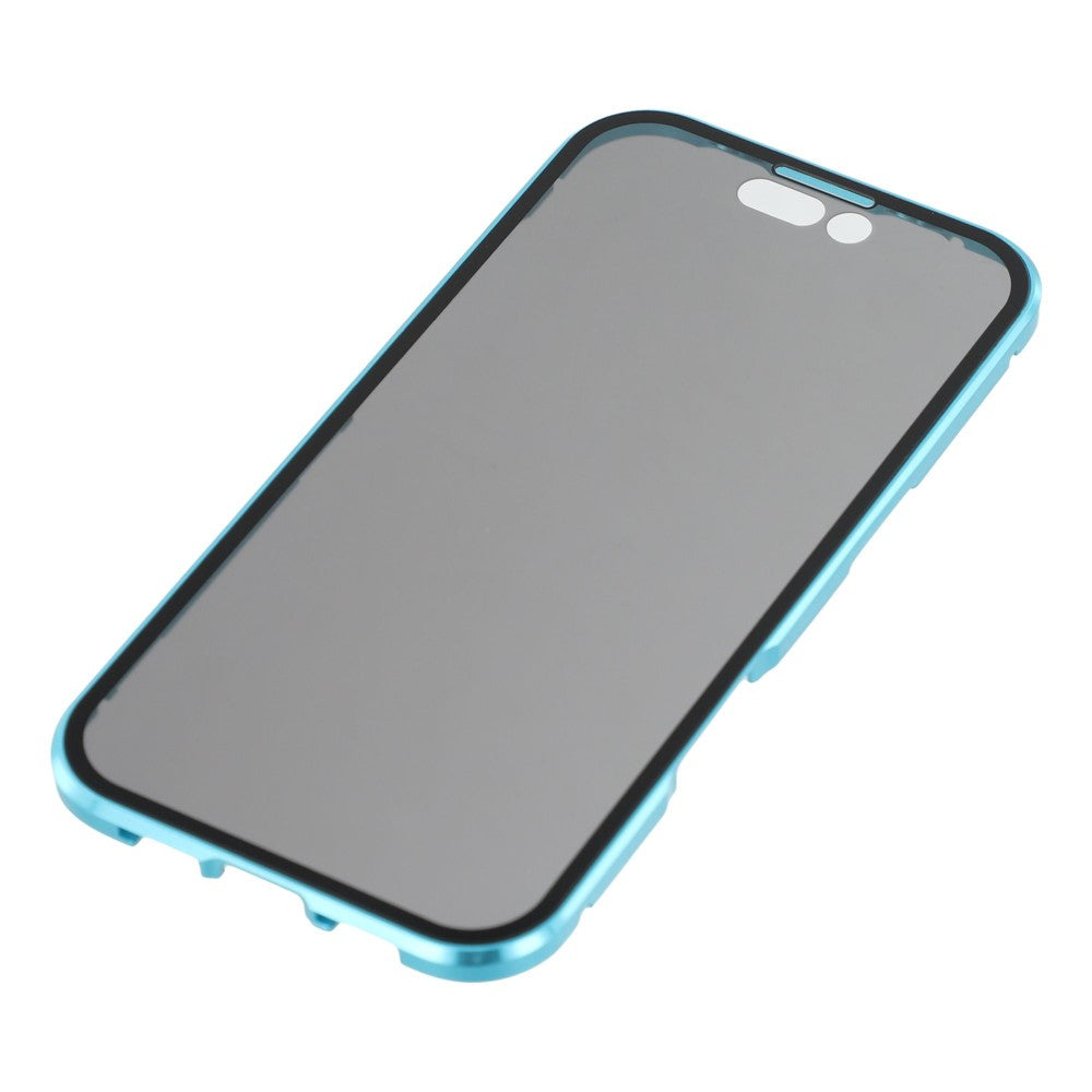 For iPhone 17 Pro Max Case with Anti-Spy Screen Protector Tempered Glass Metal Phone Cover Magnetic Clasp - Blue