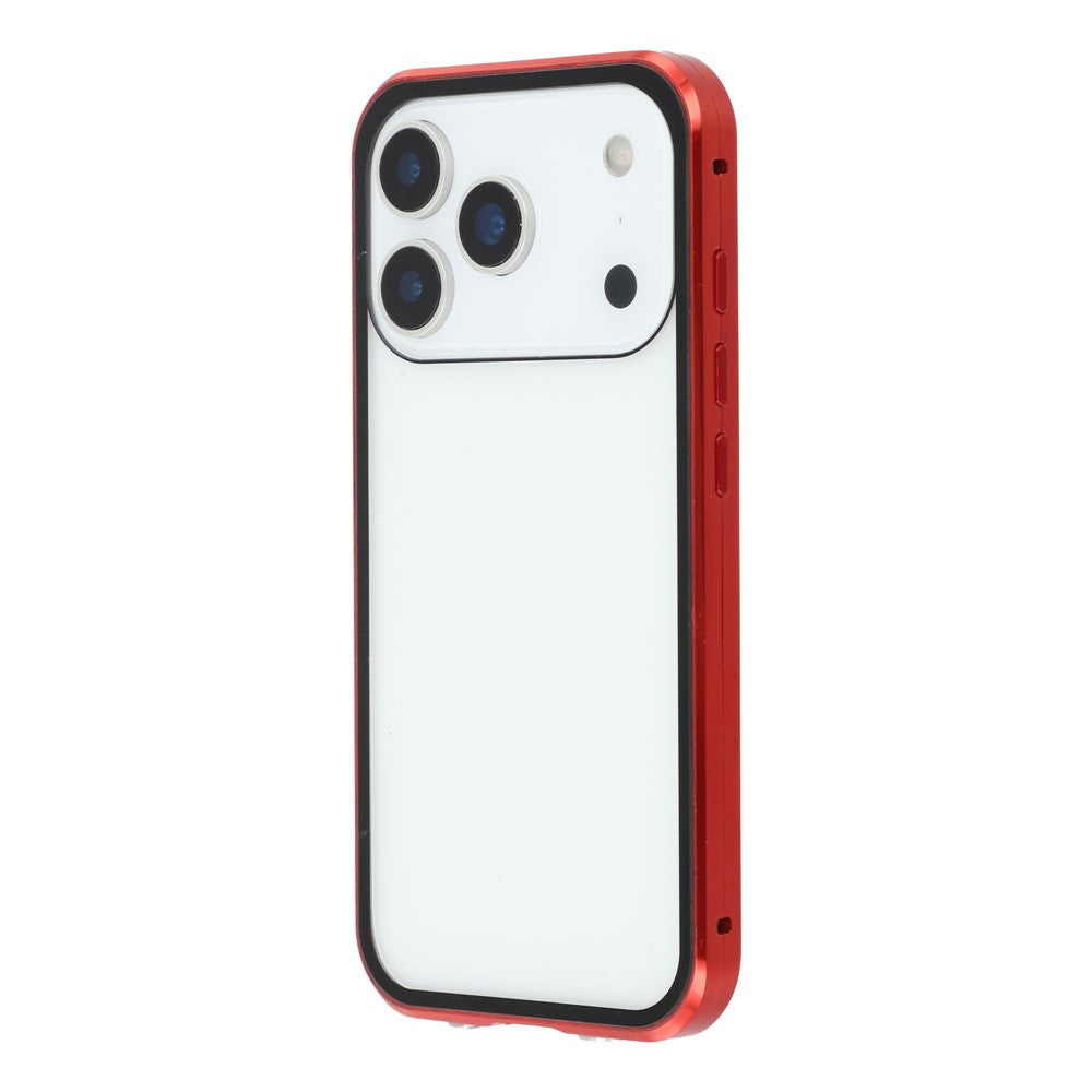 For iPhone 17 Pro Max Case with Anti-Spy Screen Protector Tempered Glass Metal Phone Cover Magnetic Clasp - Red