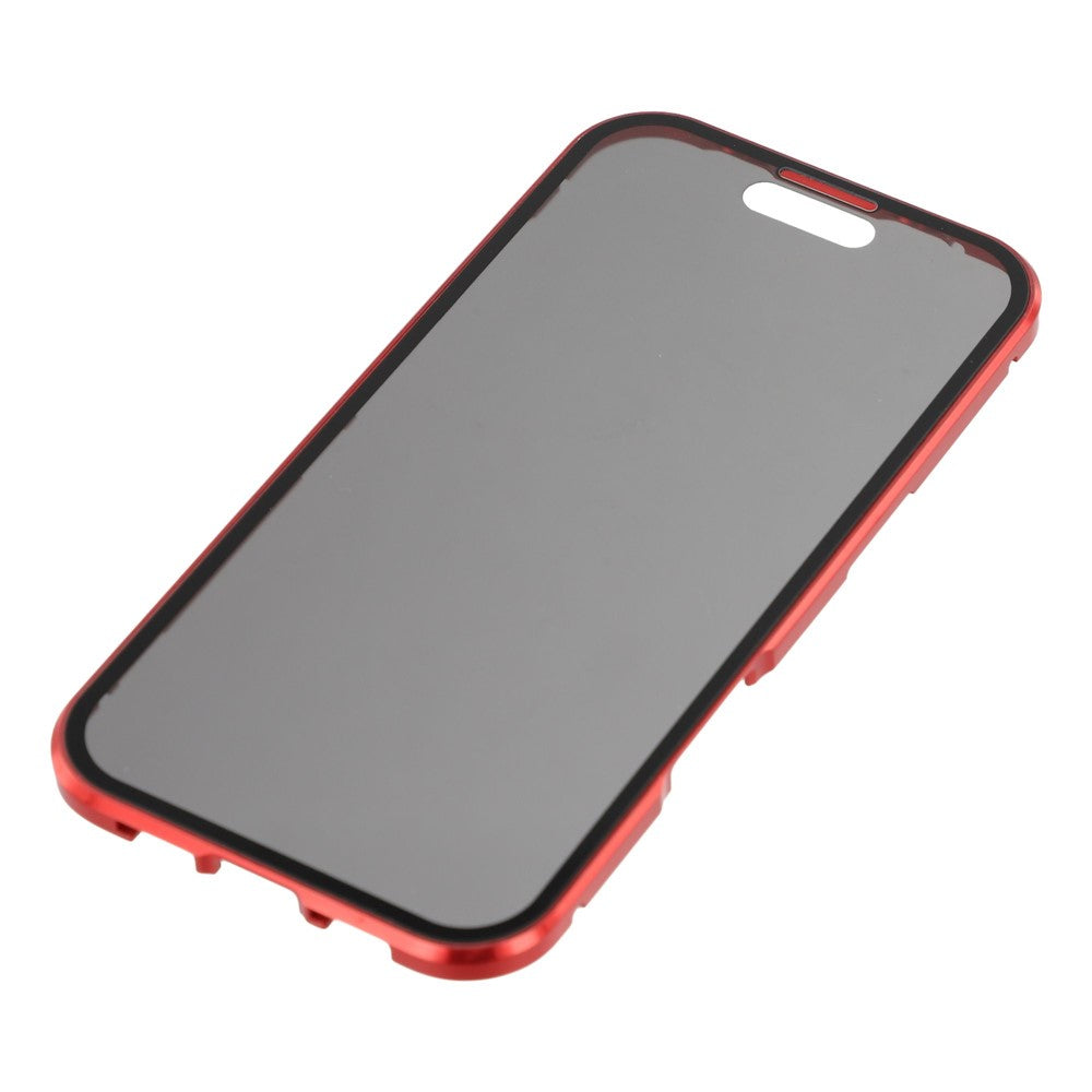 For iPhone 17 Pro Max Case with Anti-Spy Screen Protector Tempered Glass Metal Phone Cover Magnetic Clasp - Red