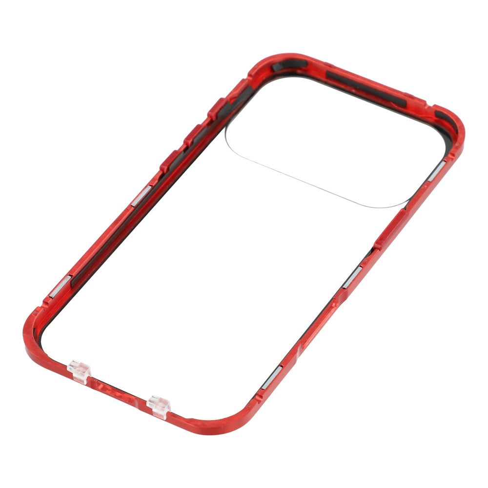 For iPhone 17 Pro Max Case with Anti-Spy Screen Protector Tempered Glass Metal Phone Cover Magnetic Clasp - Red