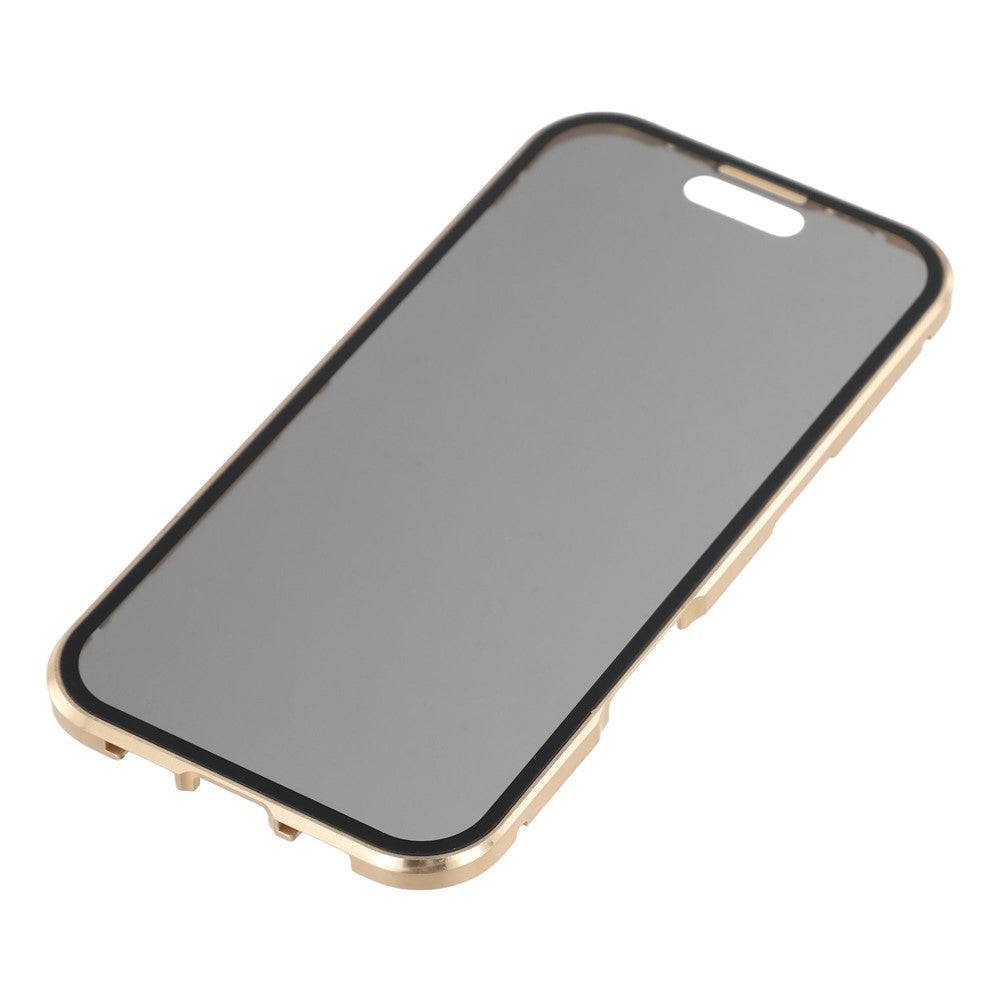 For iPhone 17 Pro Max Case with Anti-Spy Screen Protector Tempered Glass Metal Phone Cover Magnetic Clasp - Gold