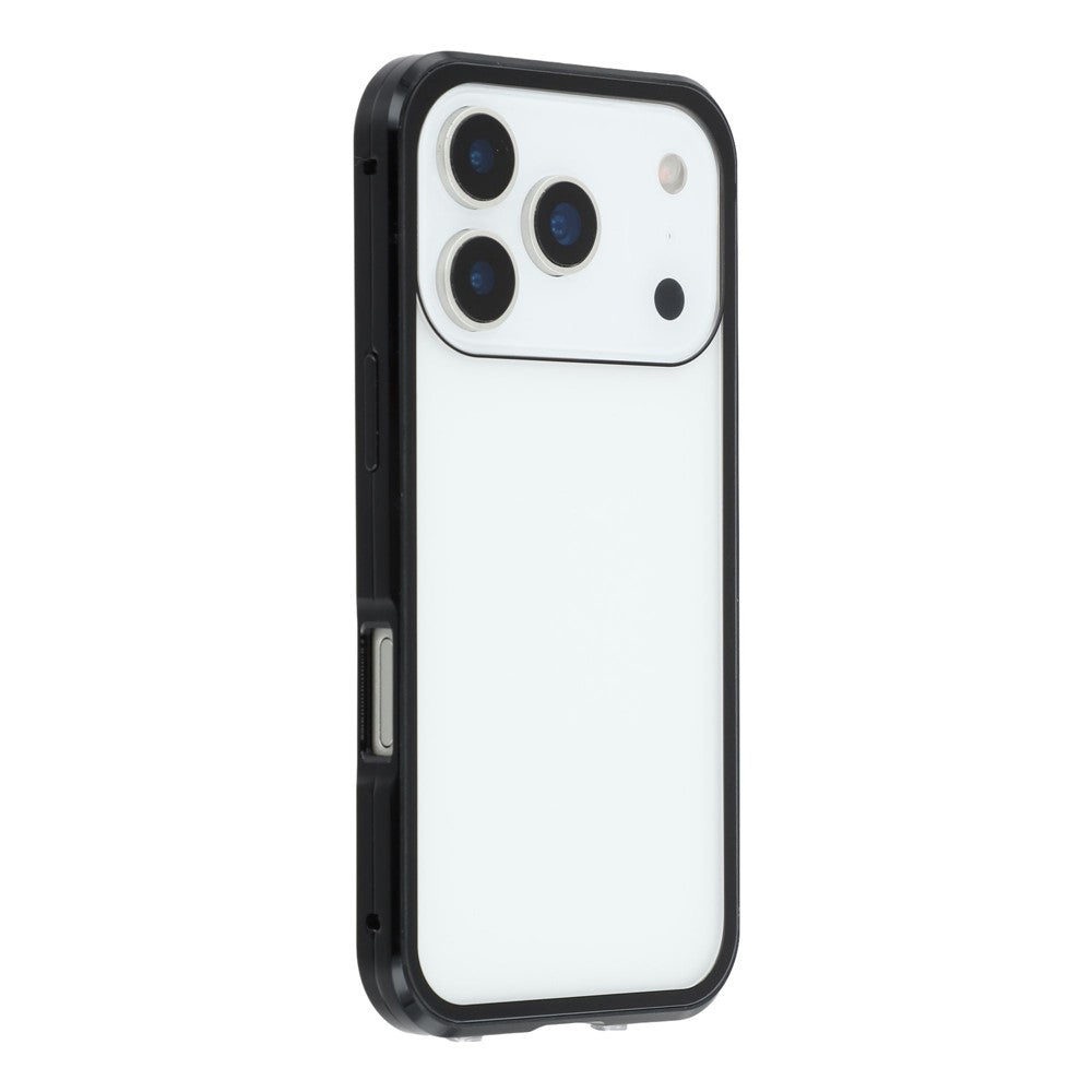 For iPhone 17 Pro Max Case with Anti-Spy Screen Protector Tempered Glass Metal Phone Cover Magnetic Clasp - Black