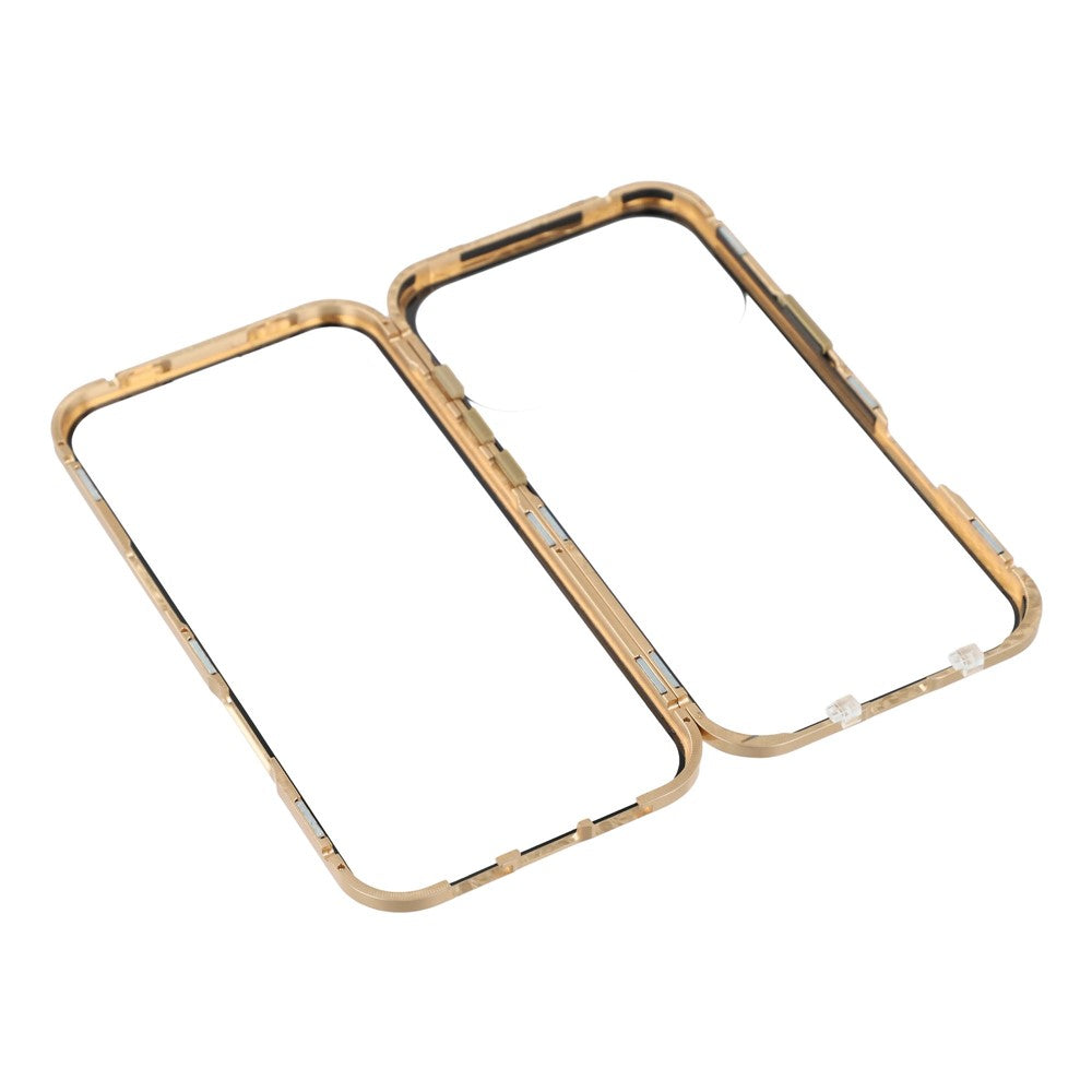 For iPhone 17 Pro Max Case Double-Sided Tempered Glass Magnetic Clear Phone Cover - Gold