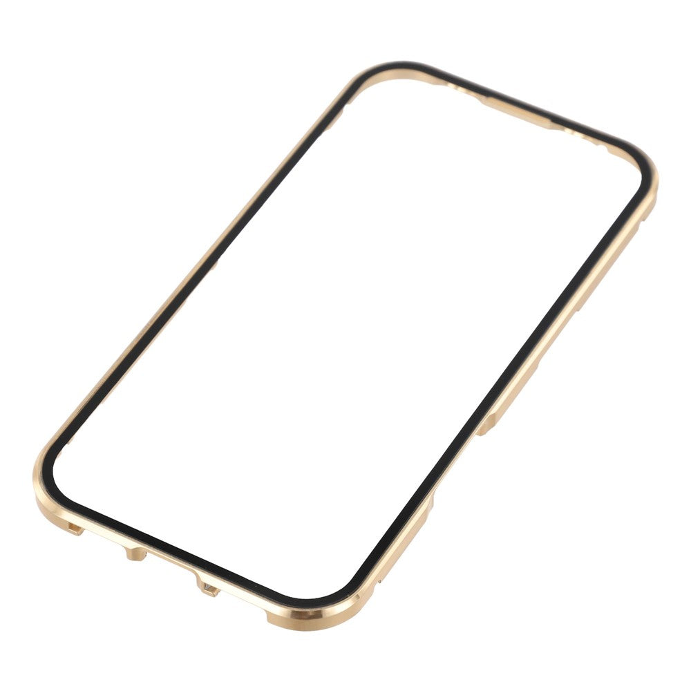 For iPhone 17 Pro Max Case Double-Sided Tempered Glass Magnetic Clear Phone Cover - Gold