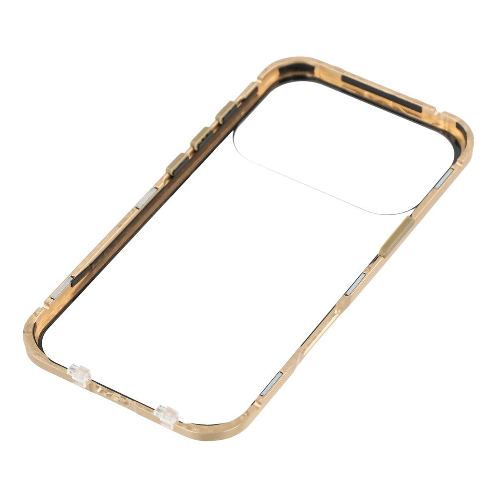 For iPhone 17 Pro Max Case Double-Sided Tempered Glass Magnetic Clear Phone Cover - Gold