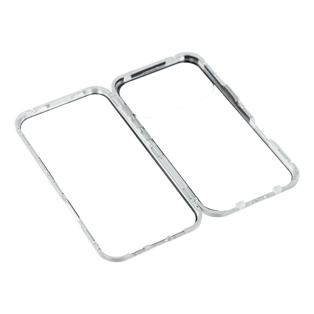 For iPhone 17 Pro Max Case Double-Sided Tempered Glass Magnetic Clear Phone Cover - Silver